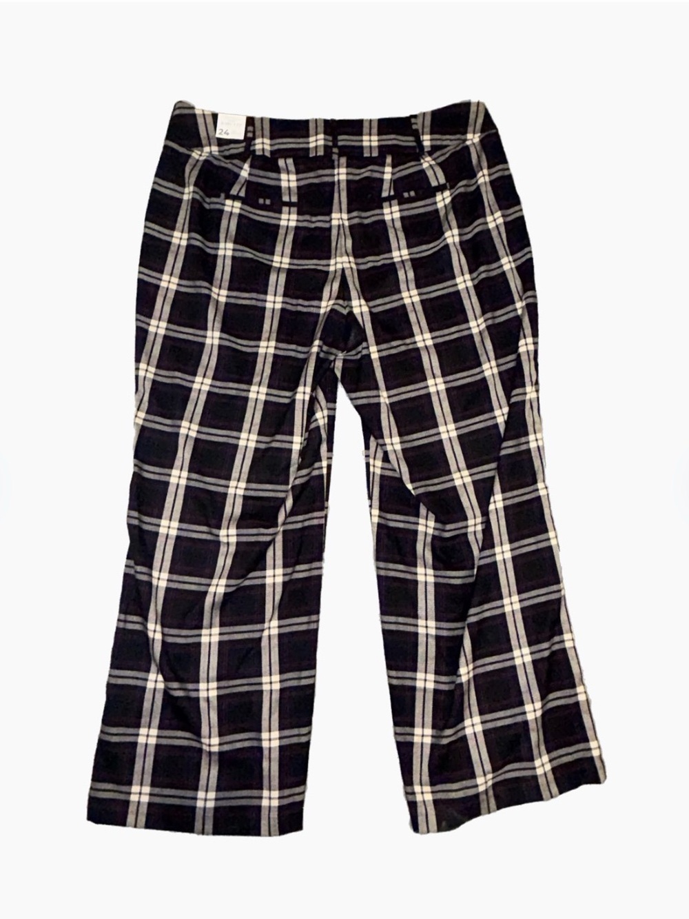 NWT Lane Bryant 24 Long Wide Leg Signature Dress Pants 24L Blue Plaid High Rise - Picture 4 of 14